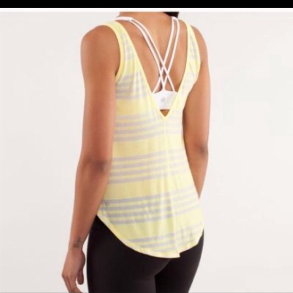 LULULEMON || yellow white burnout tank small